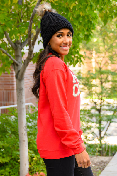 Mama Claus Graphic Sweatshirt in Red