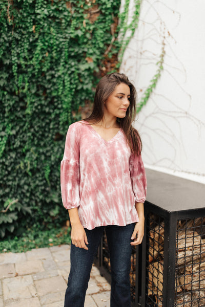 Marvelous Mauve Tie Dye V Neck