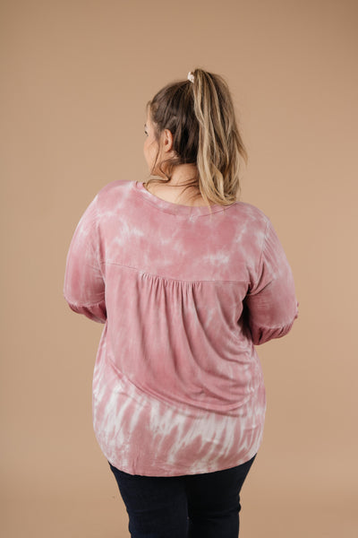 Marvelous Mauve Tie Dye V Neck