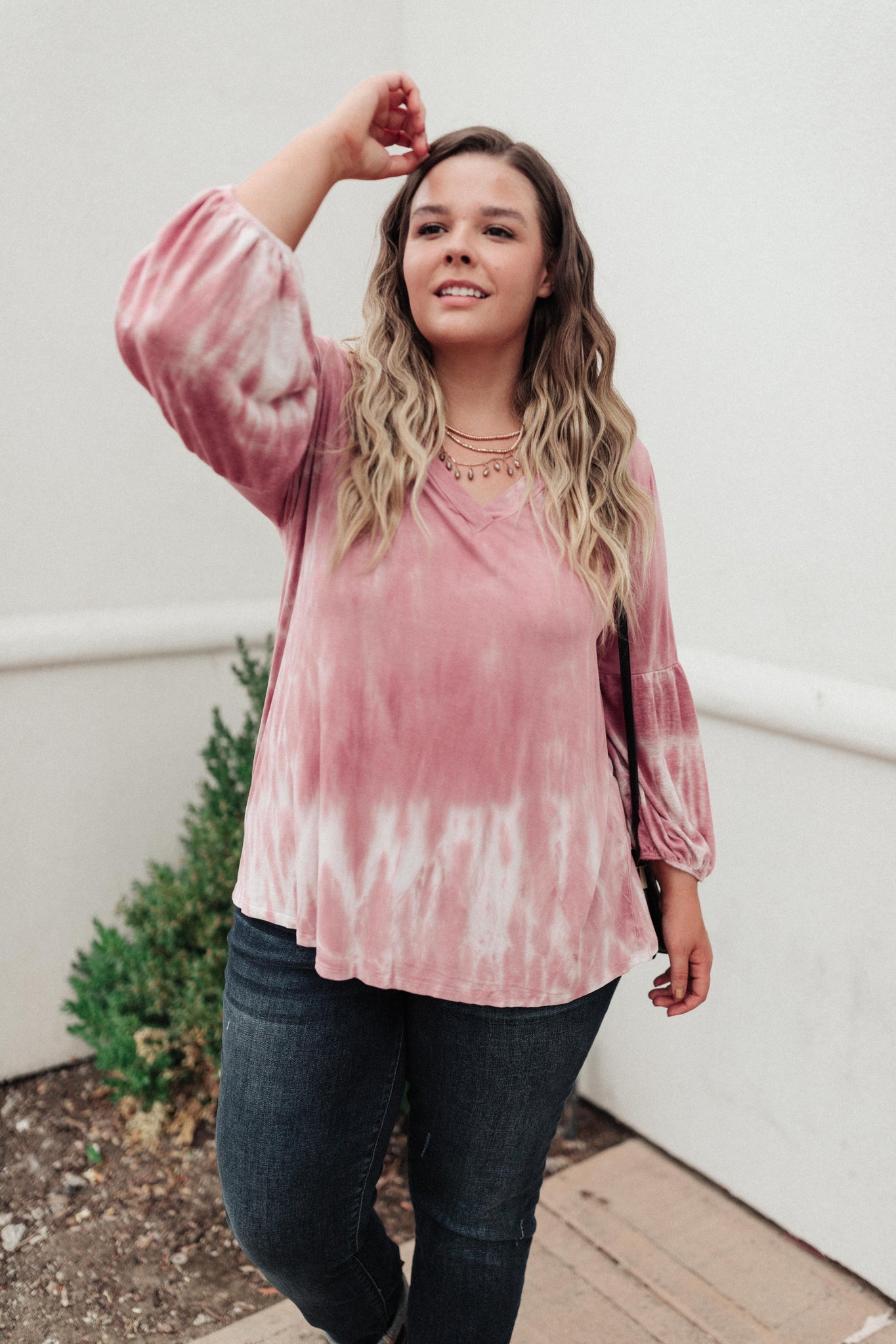 Marvelous Mauve Tie Dye V Neck