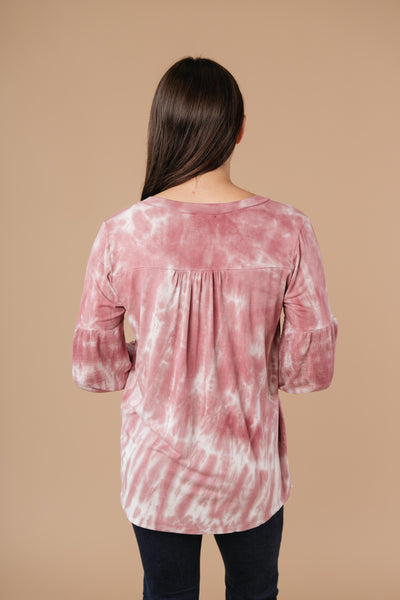 Marvelous Mauve Tie Dye V Neck