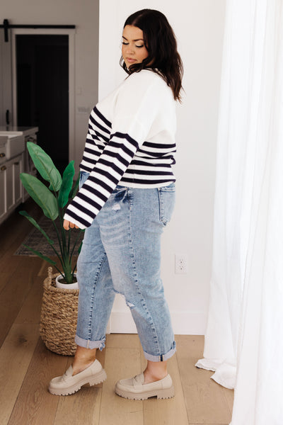 Memorable Moments Striped Sweater in White