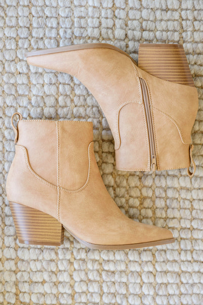 Mighty Fine Faux Leather Ankle Boots In Toffee