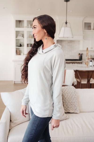 Modern Scene Cowl Neck Sweater In Grey