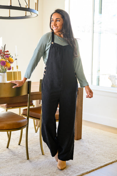 More Than Friends Corduroy Jumpsuit In Black