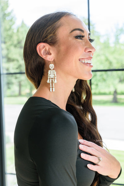 Mr. Bones Earrings In White