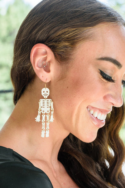 Mr. Bones Earrings In White