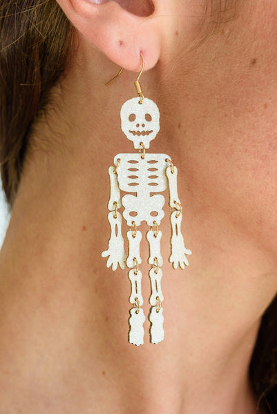 Mr. Bones Earrings In White