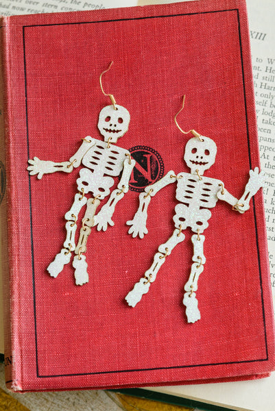 Mr. Bones Earrings In White