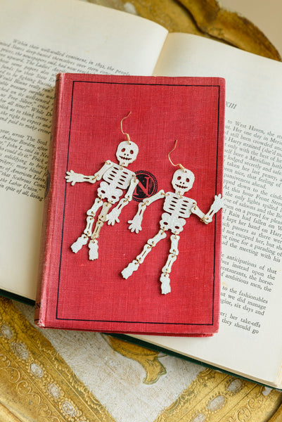 Mr. Bones Earrings In White