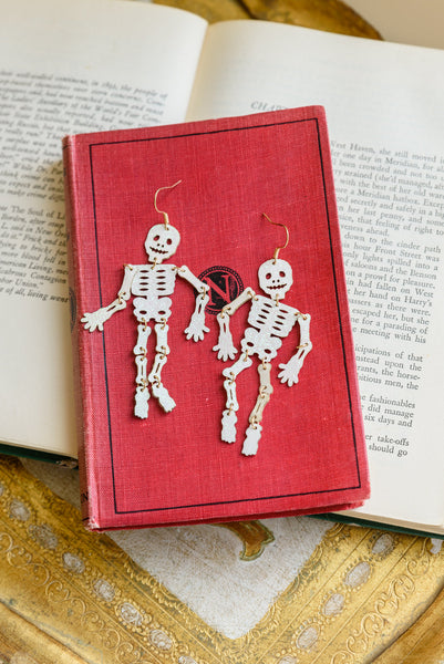 Mr. Bones Earrings In White