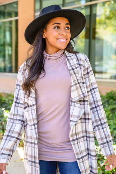 Nivia Draped Turtle Neck Tunic in Mocha