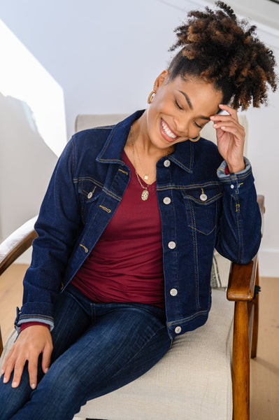 Nothing Better Long Sleeve V Neck Tee In Burgundy