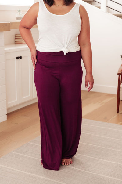 On The Move Knit Pants in Wine