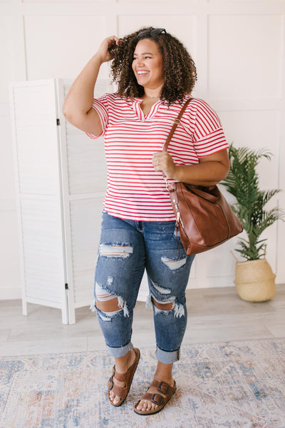 One and Only Stripes Top in Red