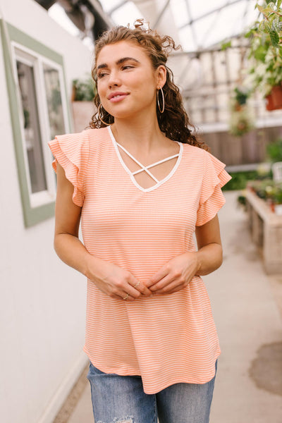 Out of Town Top in Apricot