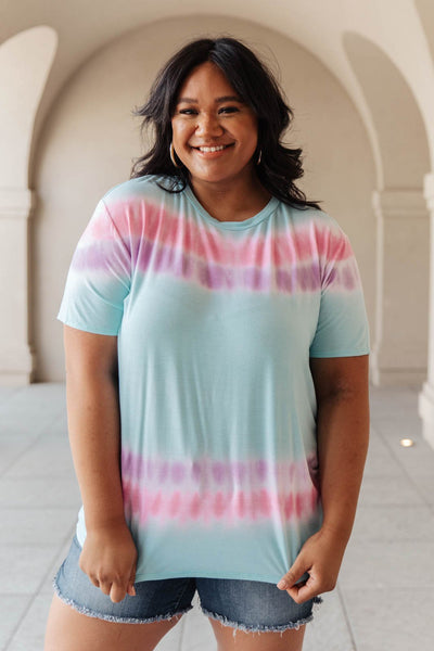 Over the Line Tie Dye Tee in Blue