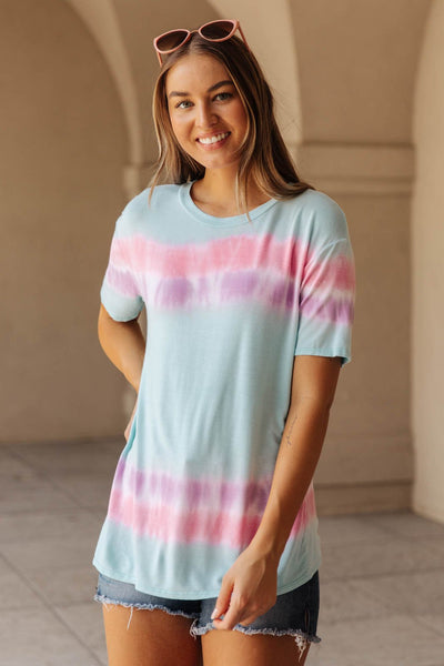 Over the Line Tie Dye Tee in Blue