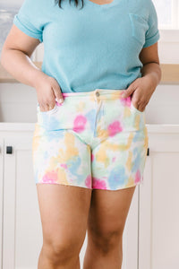 Pastel Tie Dye Cutoff Shorts