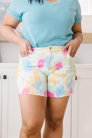 Pastel Tie Dye Cutoff Shorts