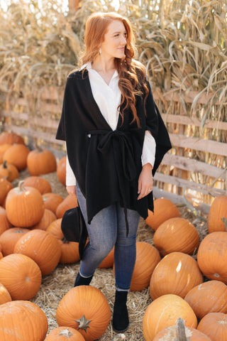 Perfect Poncho Cardigan in Black