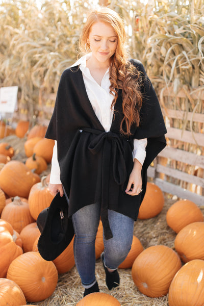 Perfect Poncho Cardigan in Black