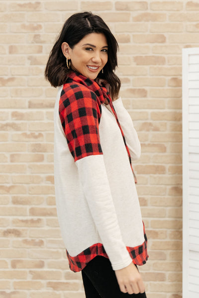 Plaid Details Top in Red