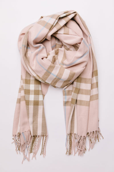 Plaid Winter Scarf In Pink