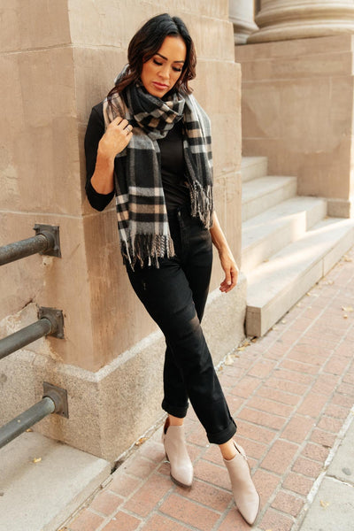 Plaid Winter Scarf in Black
