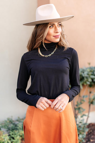 Plain Jane Turtle Neck Top in Black