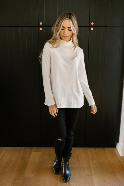 Plain Jane Turtle Neck Top in White