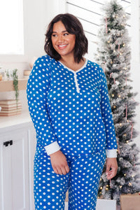 DOORBUSTER Polka Dot Joy Top in Royal