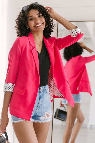 Pop of Polka Pink Blazer