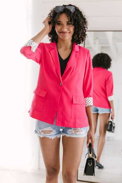 Pop of Polka Pink Blazer