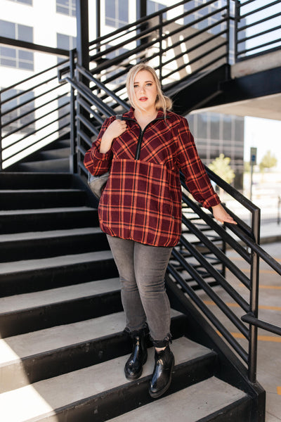 Pretty Plaid Half Zip Pullover