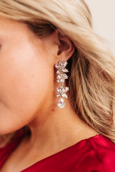 Rhinestone Tiered Floral Drop Earrings