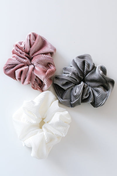 Ribbed & Velvet Scrunchie Set