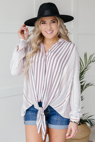 Risky Business Tie Front Blouse