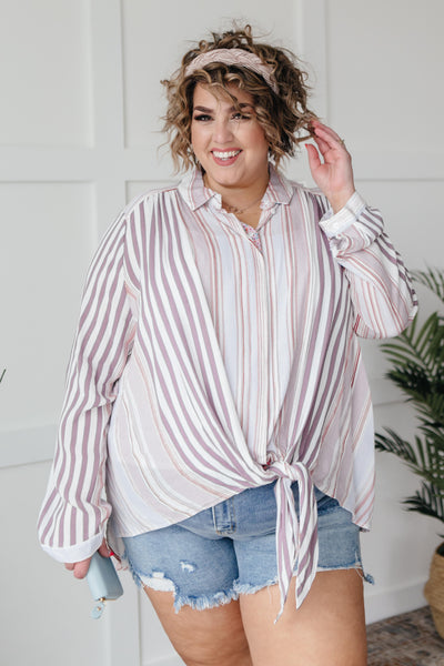 Risky Business Tie Front Blouse