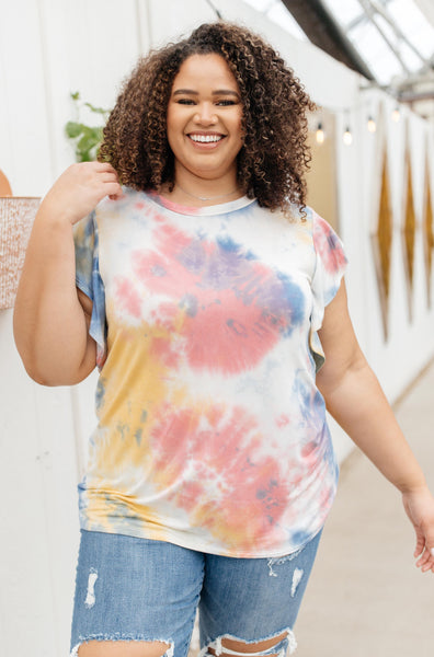 Ruffle Sleeve Tie Dye Top