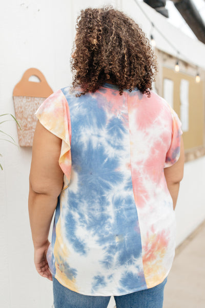 Ruffle Sleeve Tie Dye Top