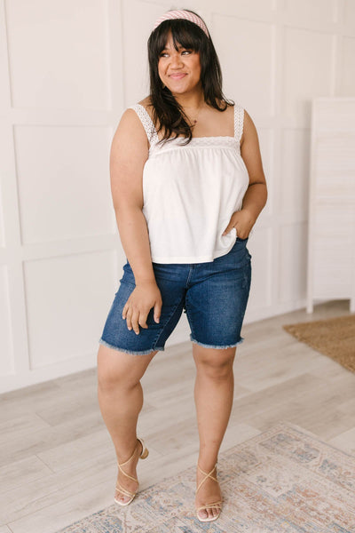 Southern Living Eyelet Trimmed Tank