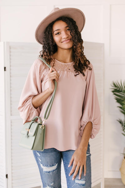 Straight Laced Blouse In Blush