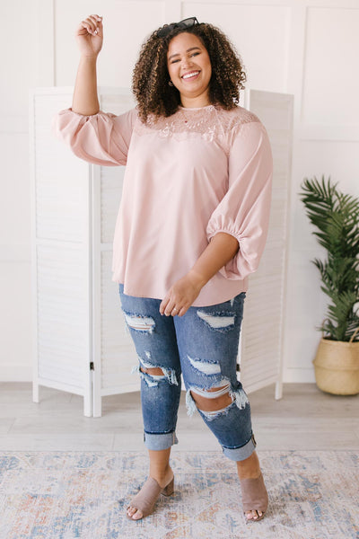 Straight Laced Blouse In Blush