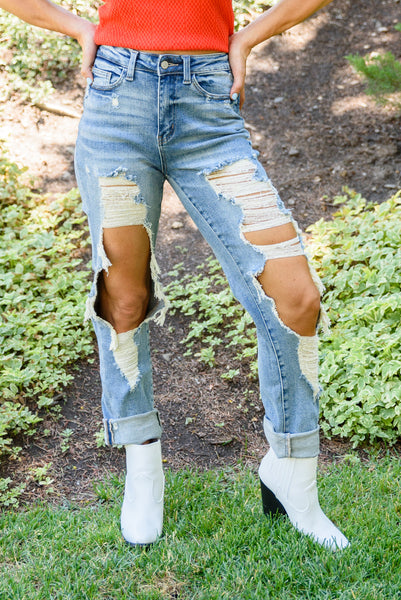 Sadie Vintage Straight Cut Destroy Jeans