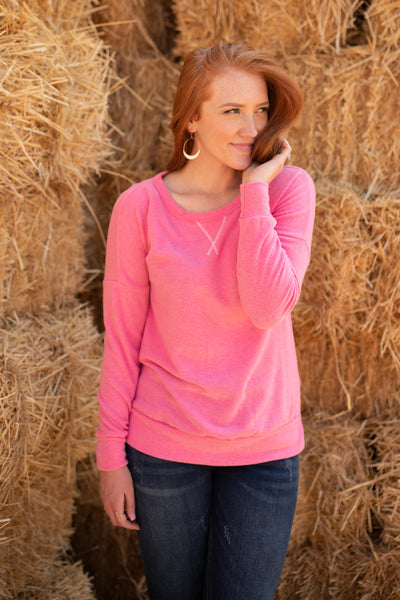 Sadie's Simple Sweater in Pink