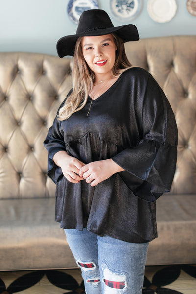 Salina Satin Top in Black