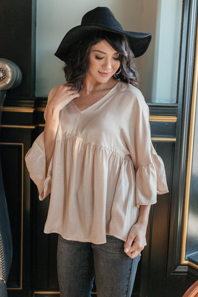 Salina Satin Top in Cream