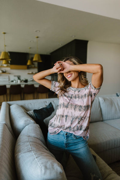 Shania Cold Shoulder Top In Blush