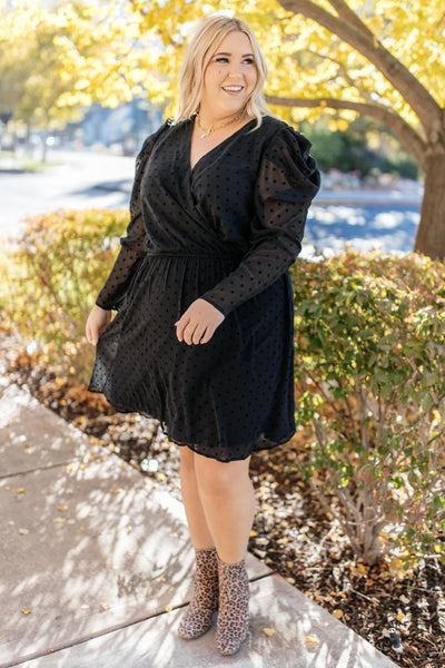 Sheer Sleeve Little Black Dress